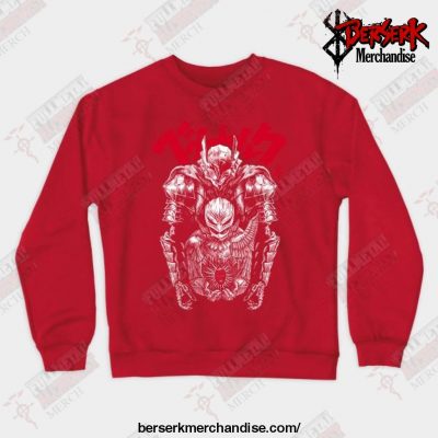 Berserk Swordsman And The Hawk - Black Crewneck Sweatshirt Red / S