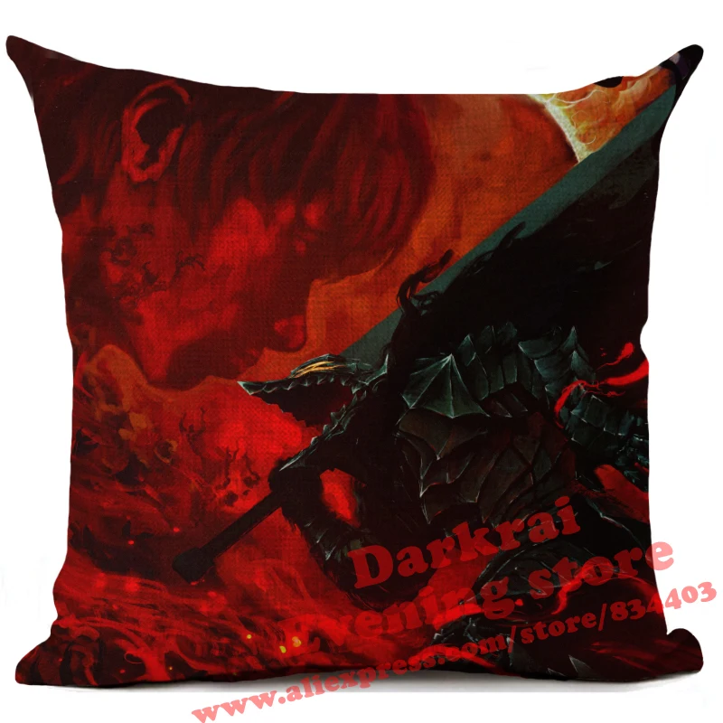 Berserk Cushion Cover Berserker Warrior Demon Hunter Throw Pillows ...