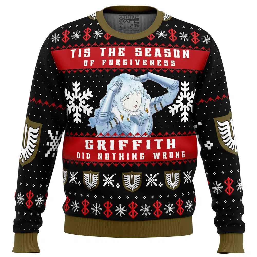 Griffith Did Nothing Wrong Berserk Ugly Christmas Sweater FRONT mockup - Berserk Merchandise