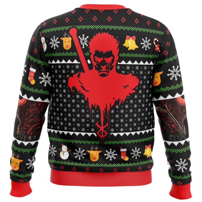 Guts Santa Claus Berzerk men sweatshirt BACK mockup - Berserk Merchandise