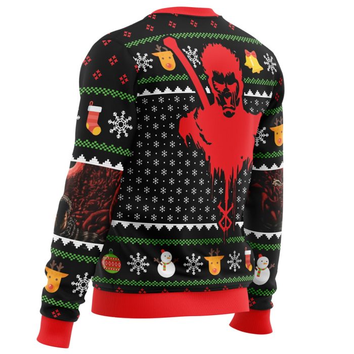 Guts Santa Claus Berzerk men sweatshirt SIDE BACK mockup - Berserk Merchandise