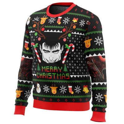 Guts Santa Claus Berzerk men sweatshirt SIDE FRONT mockup - Berserk Merchandise